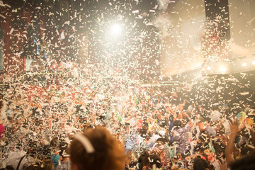 Explosive confetti at an entertainment party concert