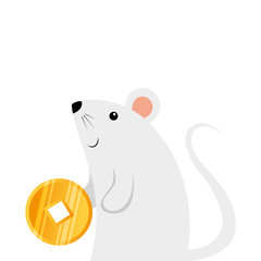 cute rodent rat with golden coin