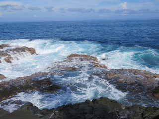 sea, water, ocean, waves, beach, coast, wave, rocks, sky, blue, shore, nature, surf, landscape, rock, summer, coastline, travel, rocky, stone, storm, foam, sand, tropical, white