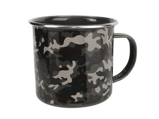 Camouflage metal stainless steel mug isolated on white background