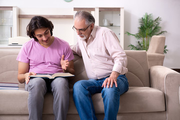 Young student and his father