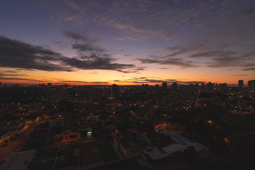 Sunrise in the city silhouette