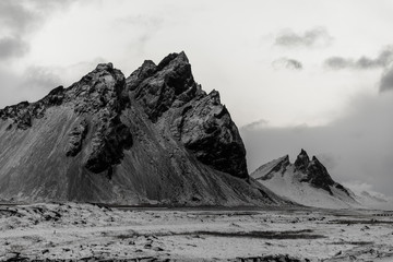 Vestrahorn Mountain Range, Iceland during winter