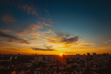 Sunrise at city of Ribeirao Preto in Brazil