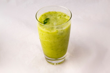 Blended green smoothie with Granny Smith Apple, Honeydew Melon