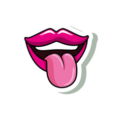 sexy mouth with tongue out pop art style icon vector illustration design