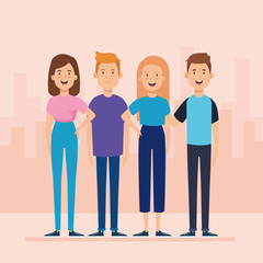 group of young people avatar characters vector illustration design