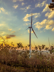 Wind turbines for electricity, Khao Kho, Phetchabun, Thailand.