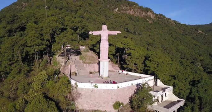 Cristo Rey. Cristo Monumental, in Taxco Mexico by drone.