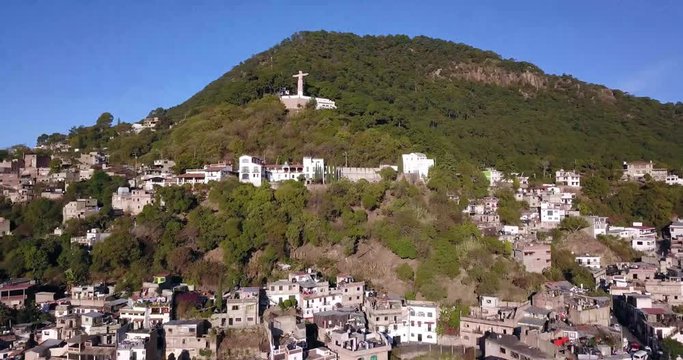 Cristo Rey. Cristo Monumental, in Taxco Mexico by drone.