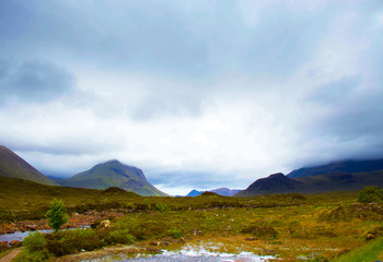 landscape with mountains and clouds