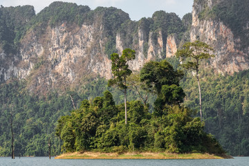 Beautiful landscape of the Cheow Lan lake in Khao Sok National Park