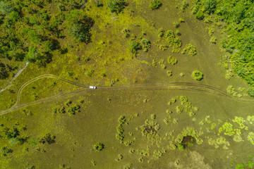 Jungle wetlands wilderness from helicopter