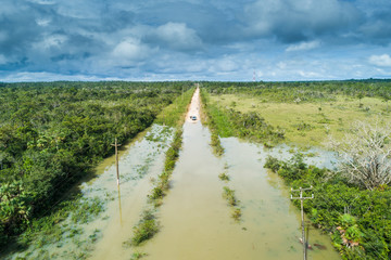 Flooded road in Central America