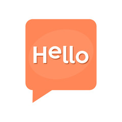 Hello speech bubble icon. Flat style illustration. Isolated on white background. 