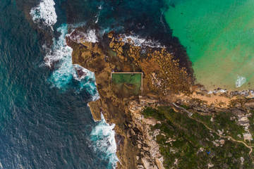Curl Curl Beach Ocean Pool, Sydney Australia aerial