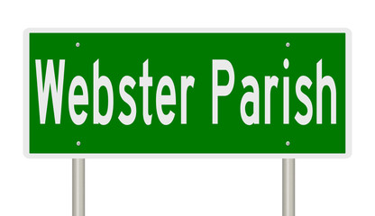 Rendering of a green 3d highway sign for Webster Parish in Louisiana