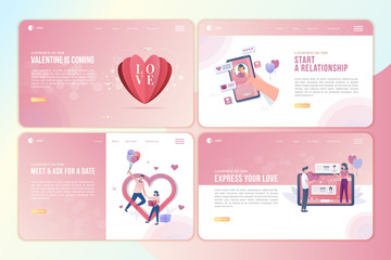 Landing page bundles with people in love concept
