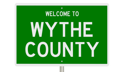 Rendering of a green 3d highway sign for Wythe County
