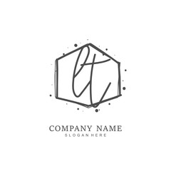Handwritten initial letter L T LT for identity and logo. Vector logo template with handwriting and signature style.