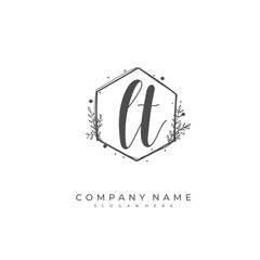 Handwritten initial letter L T LT for identity and logo. Vector logo template with handwriting and signature style.