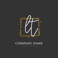 Handwritten initial letter L T LT for identity and logo. Vector logo template with handwriting and signature style.