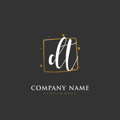 Handwritten initial letter D T DT for identity and logo. Vector logo template with handwriting and signature style.