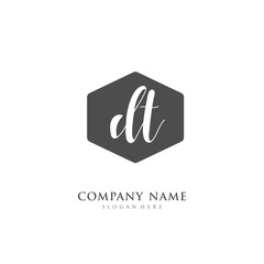 Handwritten initial letter D T DT for identity and logo. Vector logo template with handwriting and signature style.