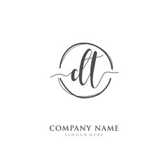 Obraz premium Handwritten initial letter D T DT for identity and logo. Vector logo template with handwriting and signature style.
