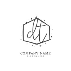 Handwritten initial letter D T DT for identity and logo. Vector logo template with handwriting and signature style.