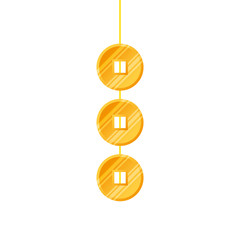 golden coins feng shui hanging isolated icon vector illustration design