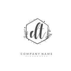 Handwritten initial letter D T DT for identity and logo. Vector logo template with handwriting and signature style.