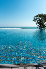 blue water in a pool at a beach resort