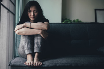 panic attacks alone young woman sad fear stressful depressed emotion.crying begging help.stop...