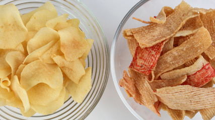 crab chips snack and arrowhead chips traditional for Chinese new year