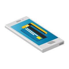 ssmartphone with credit card electronic isolated icon vector illustration design