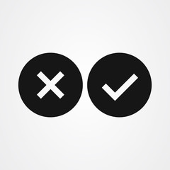 Cross mark and Check mark symbol icon vector