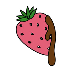 strawberry fruit with chocolate isolated icon vector illustration design