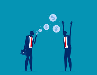 Blowing bubble soap inside have dollar sign. Finance and Economic concept