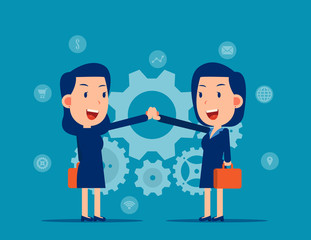 Colleague and hand coordination. Business teamwork concept, Flat cartoon vector illustration