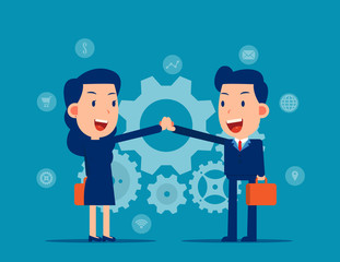 Colleague and hand coordination. Business teamwork concept, Flat cartoon vector illustration