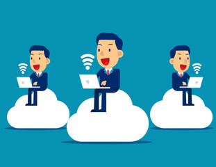 Social network surfing. Technology and multimedia concept, Flat cartoon vector illustration