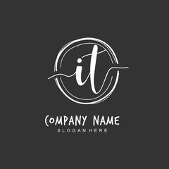 Handwritten initial letter I T IT for identity and logo. Vector logo template with handwriting and signature style.
