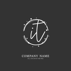 Handwritten initial letter I T IT for identity and logo. Vector logo template with handwriting and signature style.