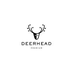 Vector logo design icon. Deer head with leaves. Modern simple style