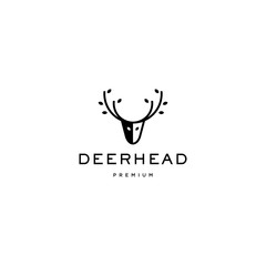 Obraz premium Vector logo design icon. Deer head with leaves. Modern simple style
