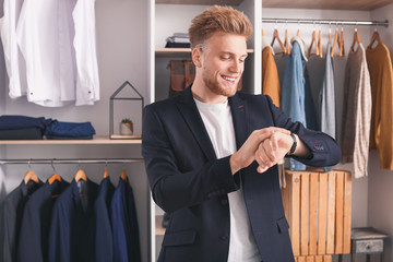 Stylish young man in dressing room