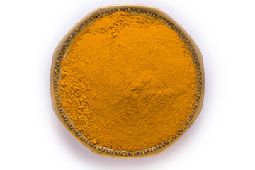 top view of colorful traditional holi powder in bowls