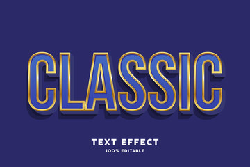Classic blue with gold lines text effect, editable text