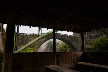 橋のある風景。熊本県、美里町、霊台橋。重要文化財
